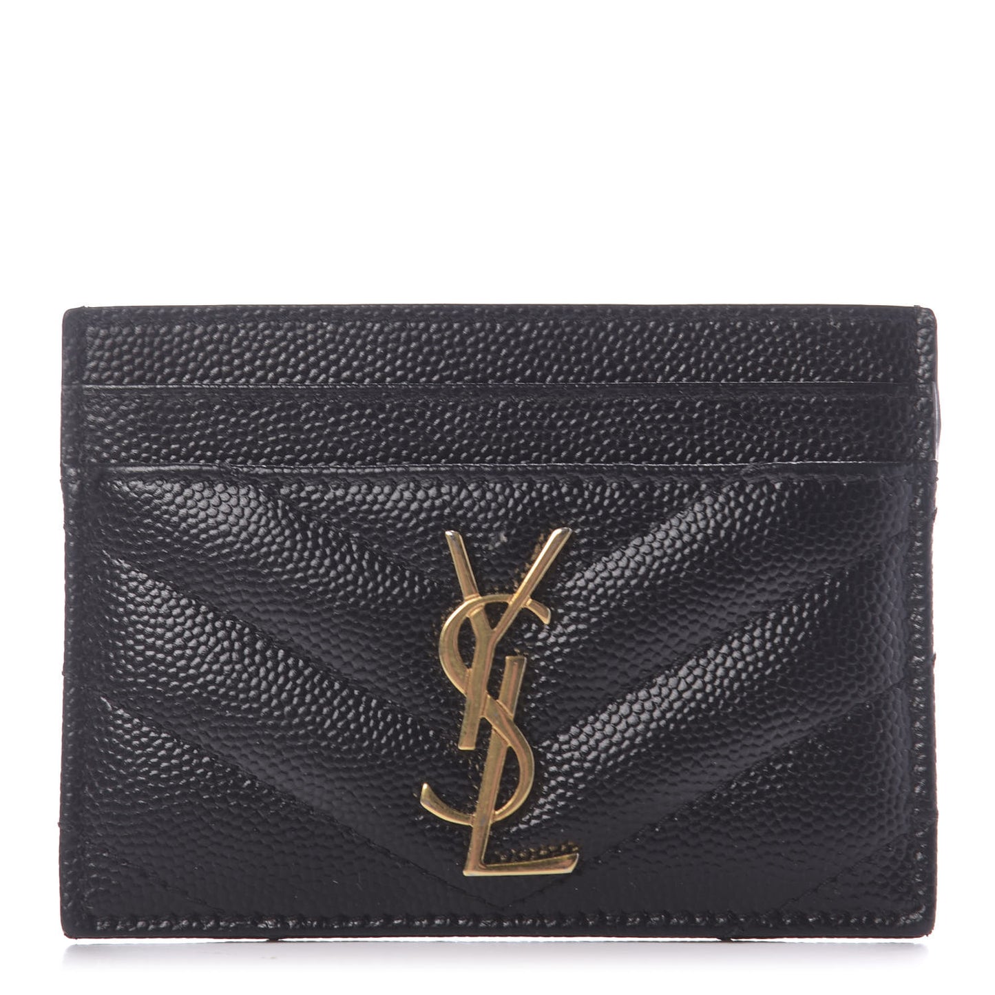 Grain De Poudre Matelasse Chevron Monogram Credit Card Case Black