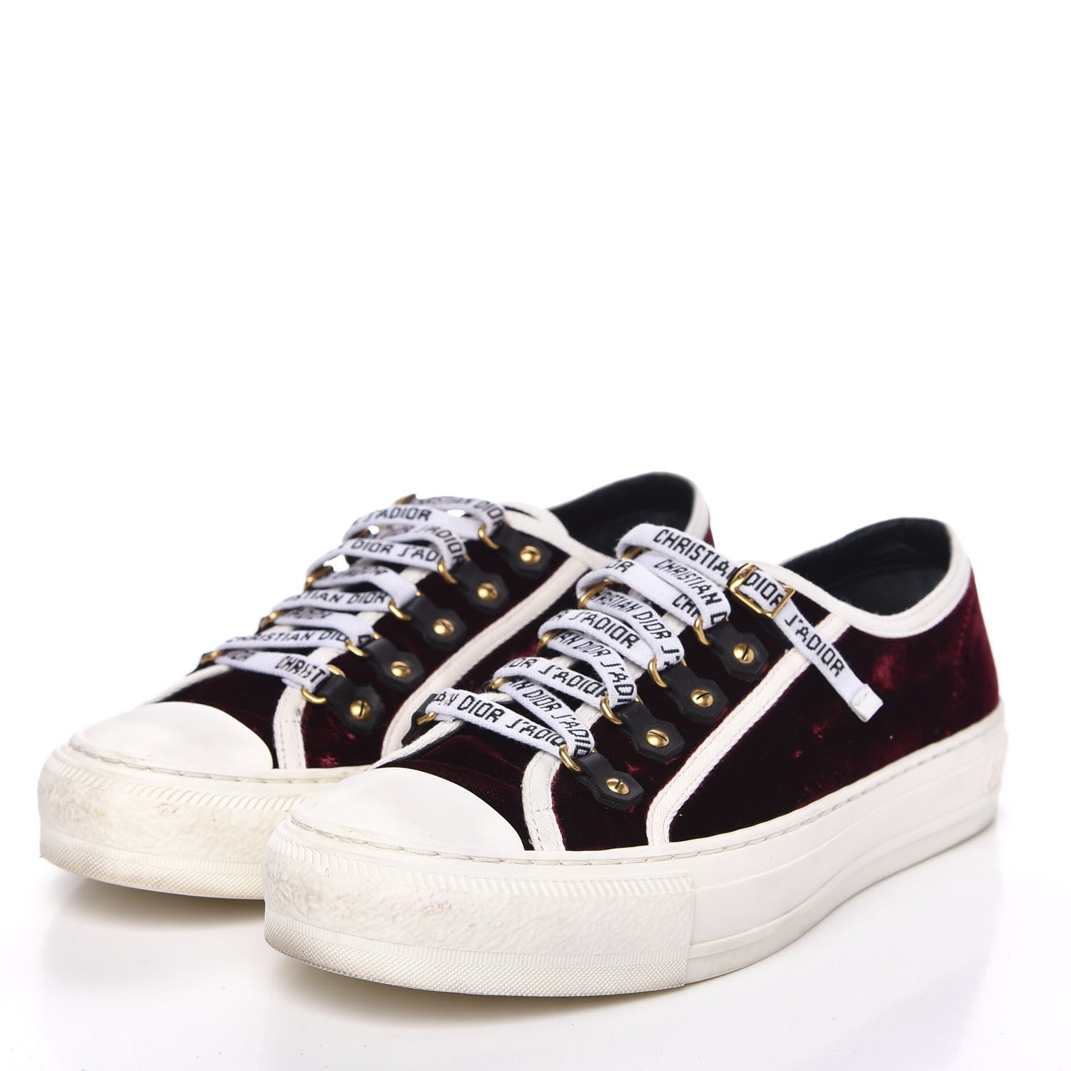 Christian Dior Velvet Walk'N'Dior Low Top Sneakers 38.5 Deep Amaranth 3 of 9