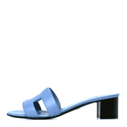 Hermes Calfskin Oasis Sandals 37 Bleu Cleuet 1 of 4