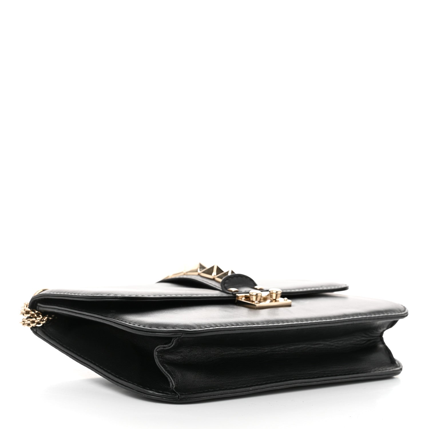 Valentino Garavani Vitello Medium Glam Lock Rockstud Flap Black 4 of 9