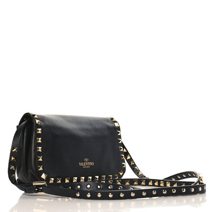 Valentino Garavani Vitello Mini Rockstud Flap Saddle Crossbody Bag Black 3 of 8