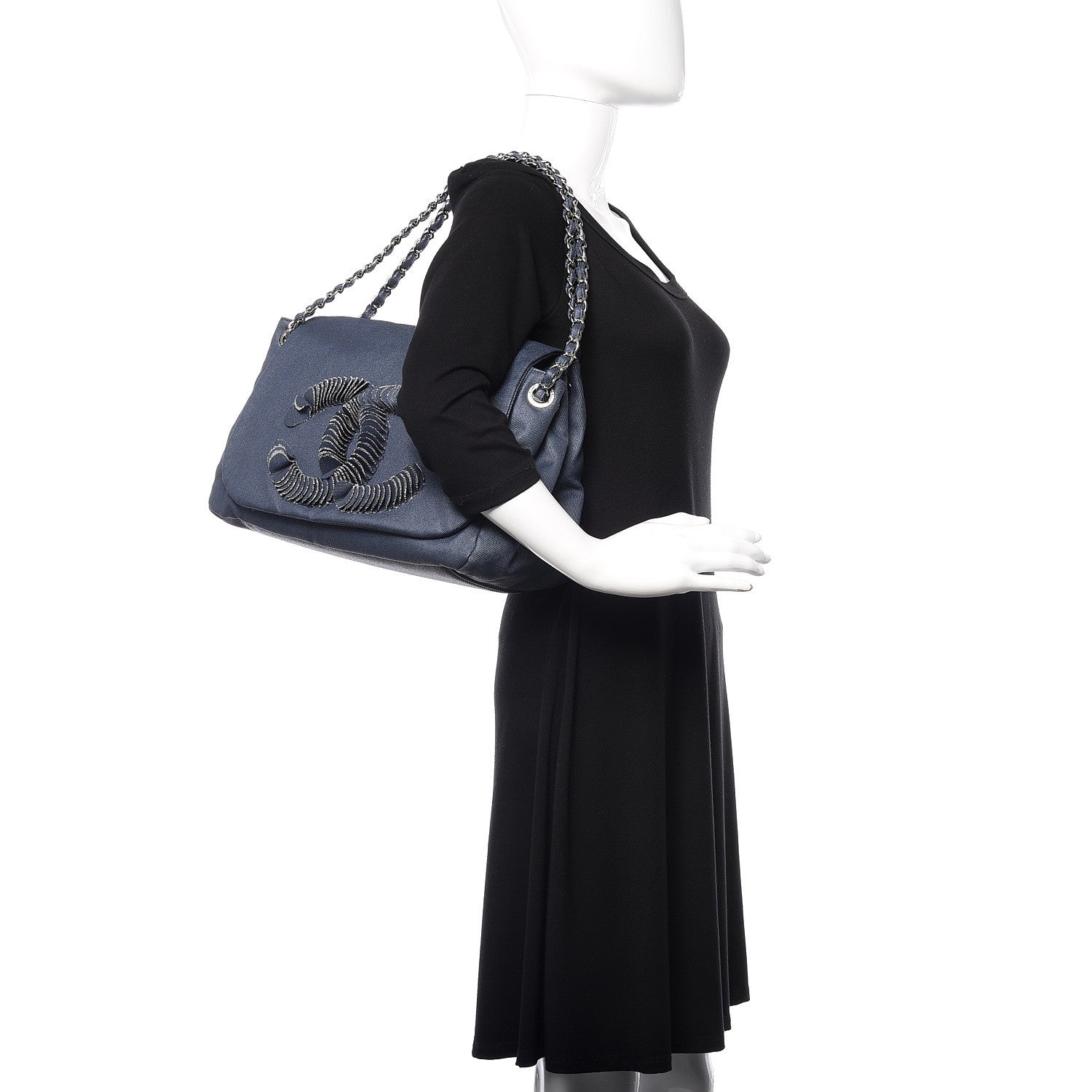 Chanel Denim CC Disc Accordion Flap Blue 2 of 9
