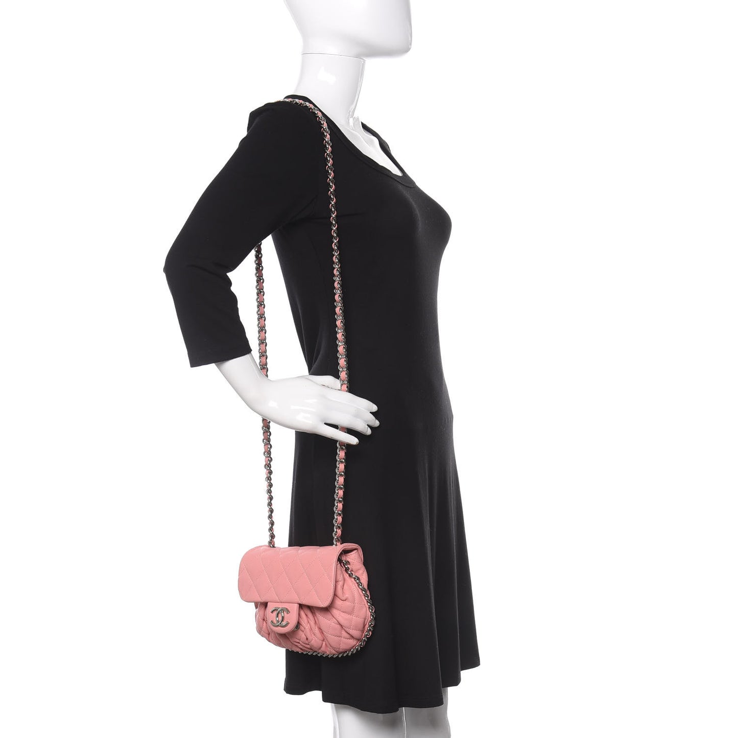 Washed Lambskin Quilted Mini Chain Around Messenger Pink