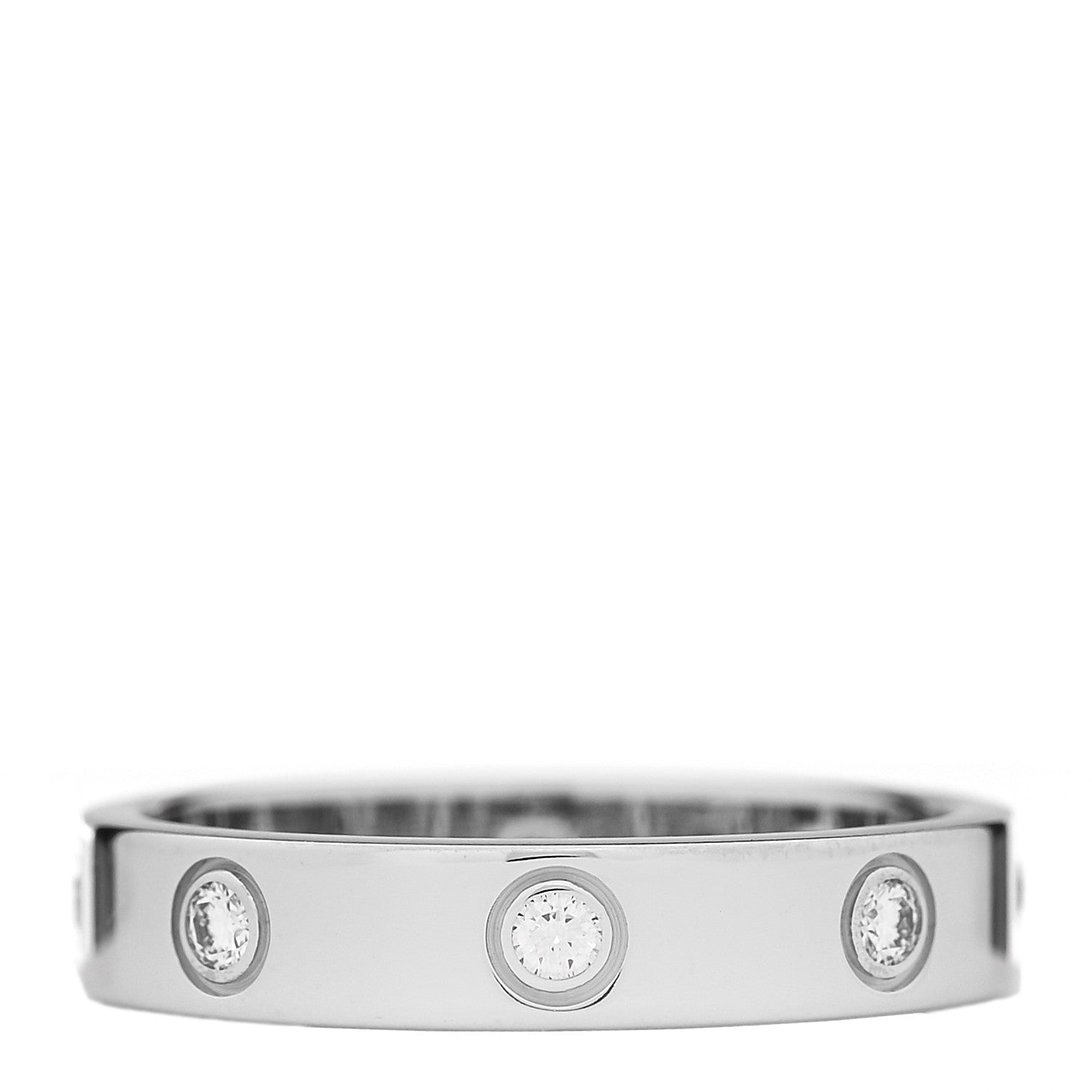 Cartier 18K White Gold 8 Diamond 4mm Wedding Band LOVE Ring 54 6.75 3 of 5