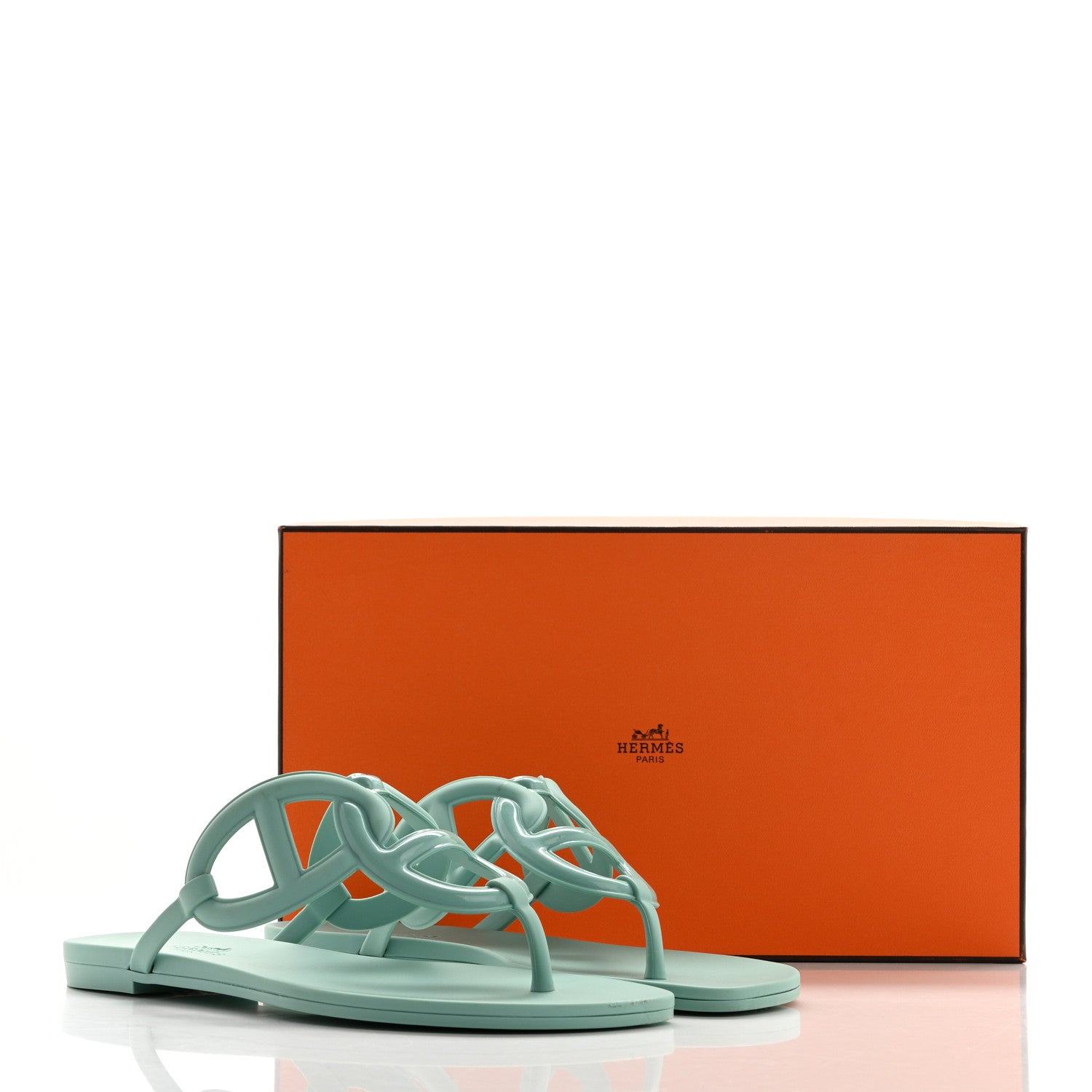 Hermes Rubber Womens Egerie Sandals 37 Vert Embrun 9 of 9