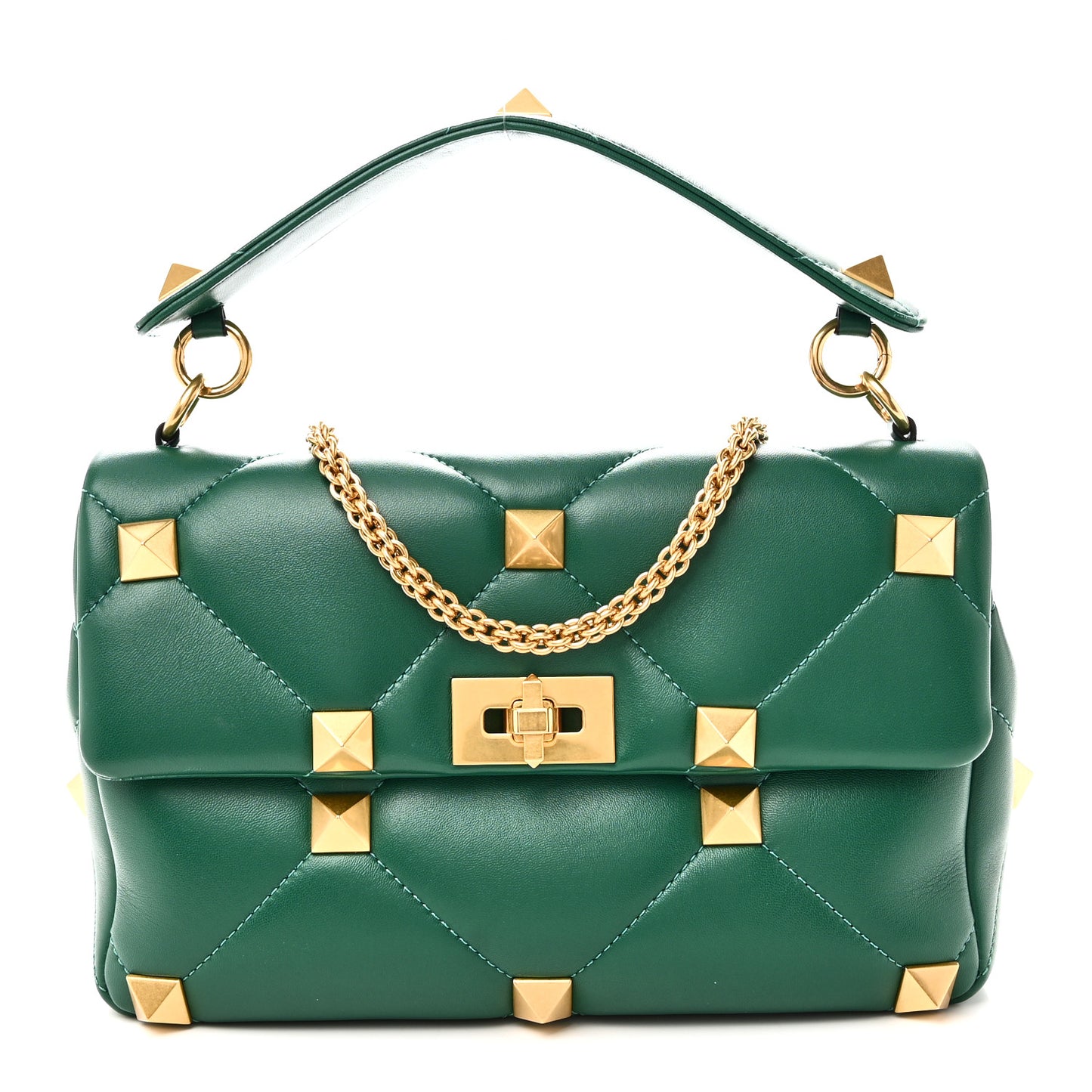 Nappa Large Roman Stud Shoulder Bag Jungle