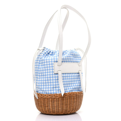 Miu Miu Canapa Vichy Wicker Gingham Basket Bag Celeste Miel 3 of 15
