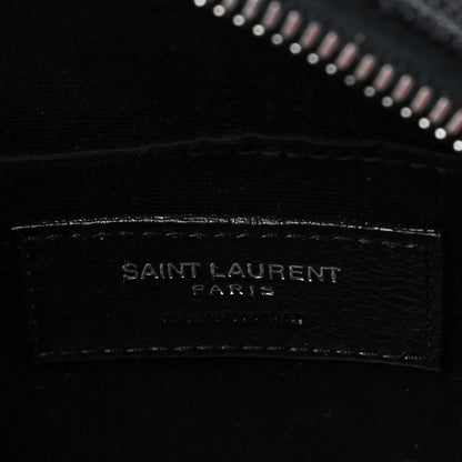 Saint Laurent Grain De Poudre Matelasse Chevron Quilted Round Vinyle Camera Bag Deep Marine 6 of 9