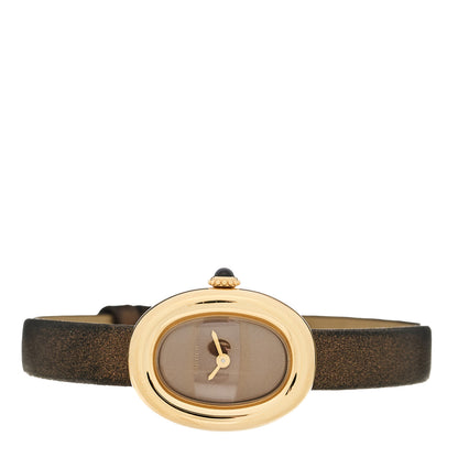 Cartier 18K Yellow Gold Calfskin 18mm Baignoire Quartz Watch Brown 2 of 5