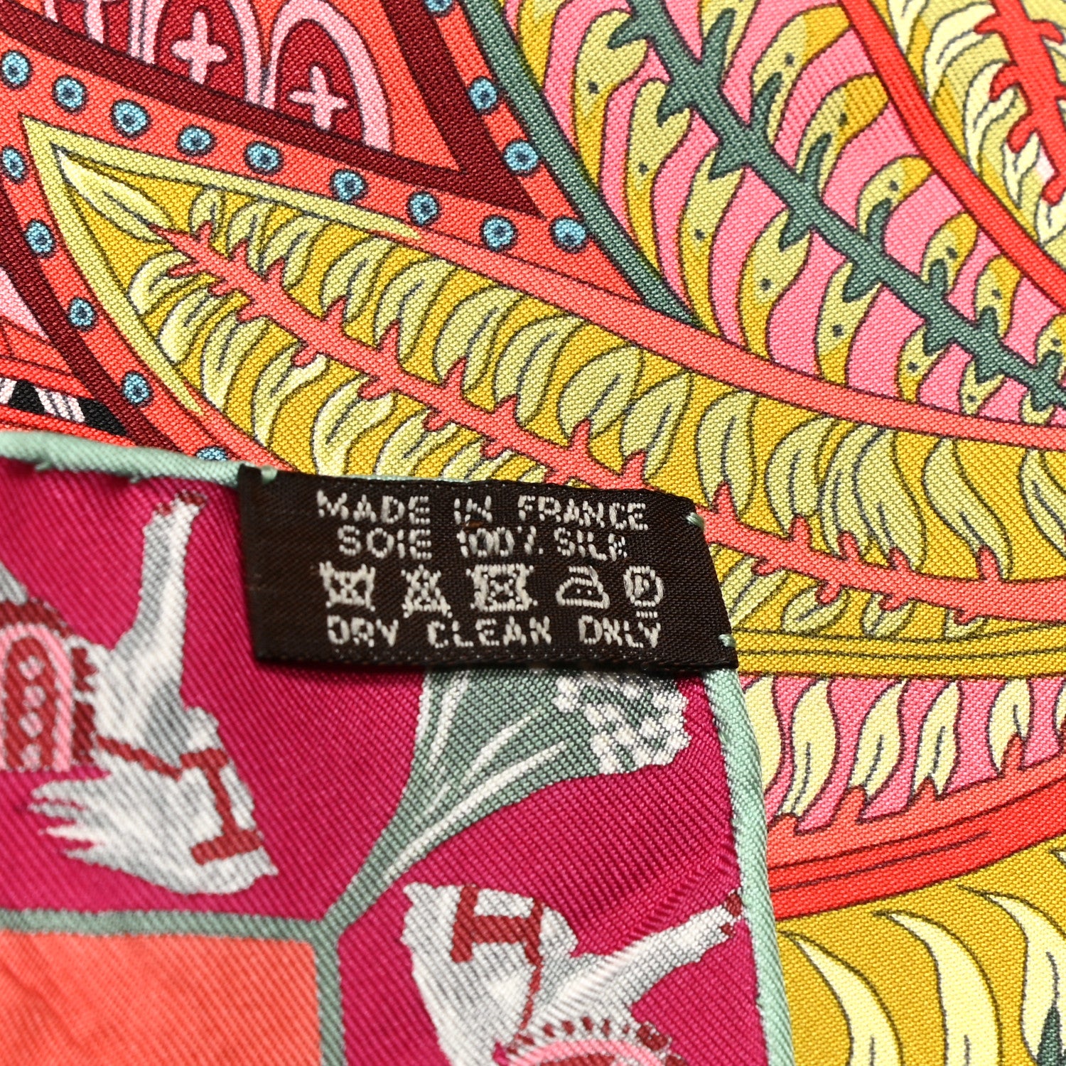 Hermes Silk Le Jardin De La Maharani Scarf 90 Rose Orange Bleu Acier 5 of 8