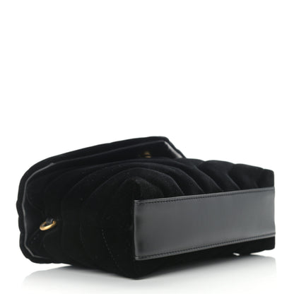 Saint Laurent Velvet Y Quilted Monogram Toy Loulou Chain Satchel French Black 4 of 11