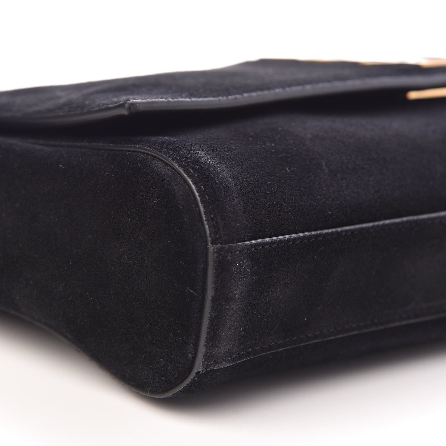 Smooth Calfskin Suede Medium Reversible Monogram Kate Satchel Black