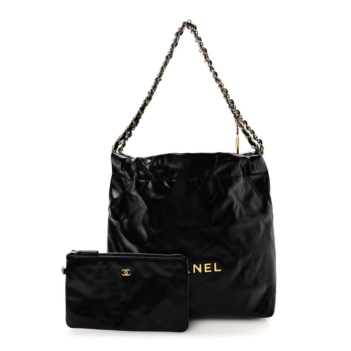 Chanel Shiny Calfskin Quilted Small Chanel 22 Black 3 of 11