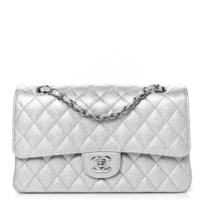 Chanel Glittered Metallic Caviar Quilted Medium Double Flap Silver 1 of 9