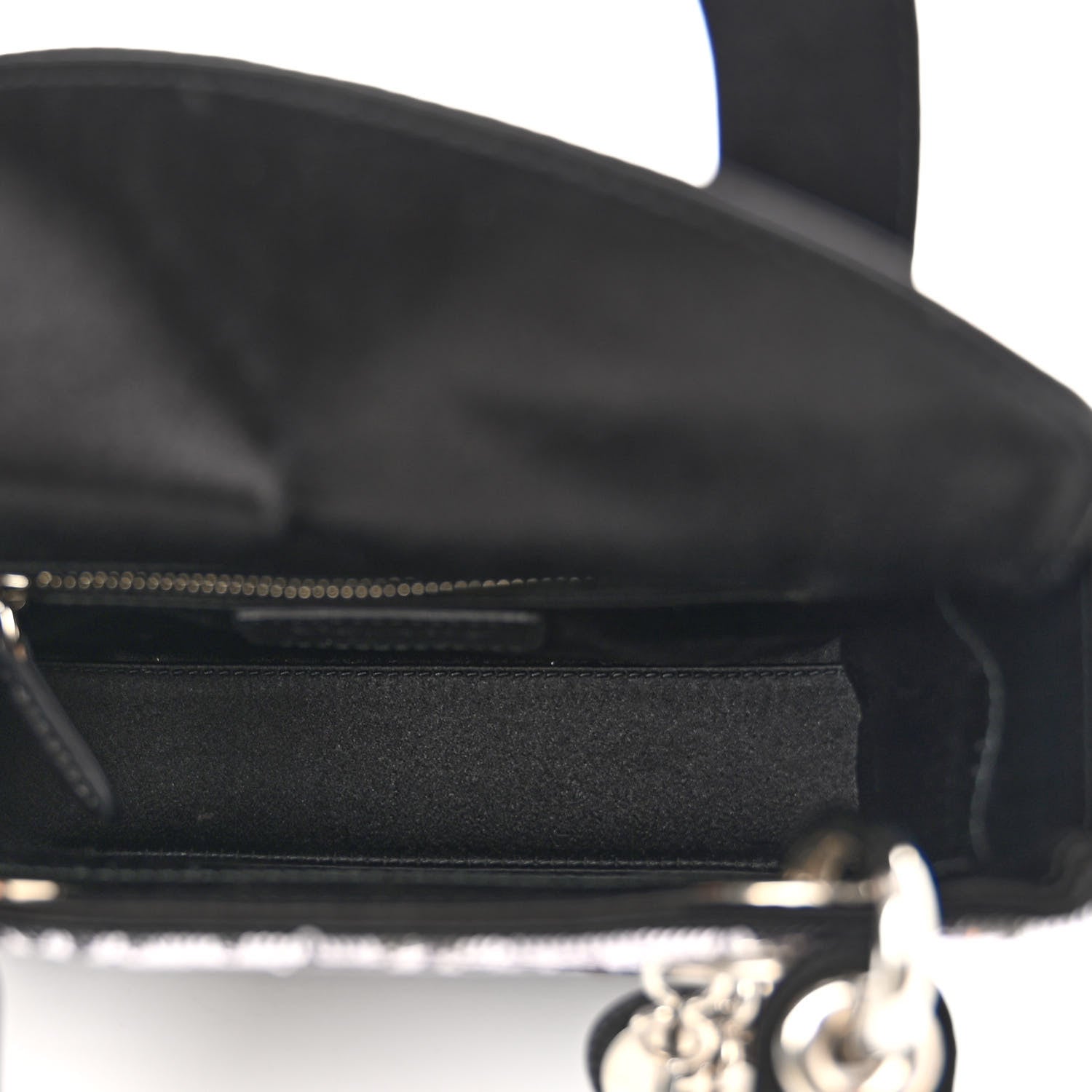 Christian Dior Satin Sequin Gradient Mini Lady Dior Black Silver 5 of 10