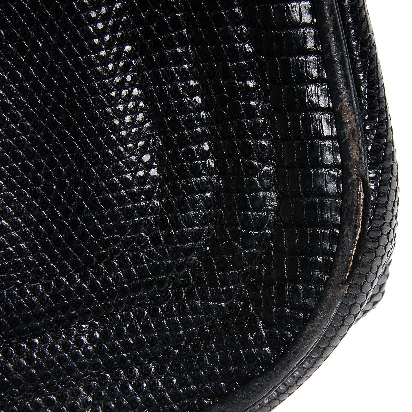 Lizard Mini Flap Shoulder Bag Black