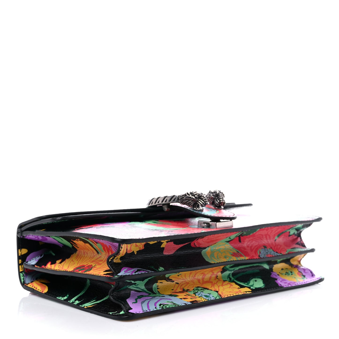 X KEN SCOTT New Shangai Calfskin Jenny Floral Print Small Dionysus Shoulder Bag Black Pink