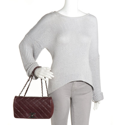Chanel Calfskin Diamond Embossed New Chic Flap Burgundy 2 of 9