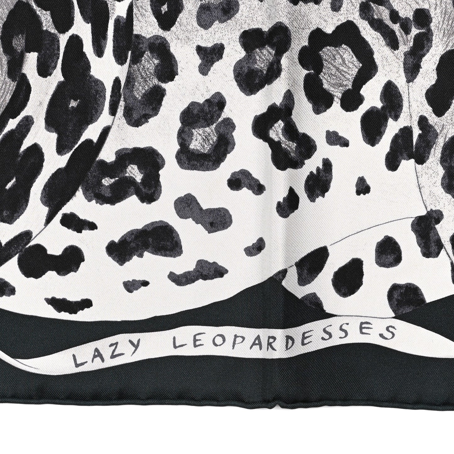 Silk Twill Lazy Leopardesses Scarf 90 Vert Black Gris