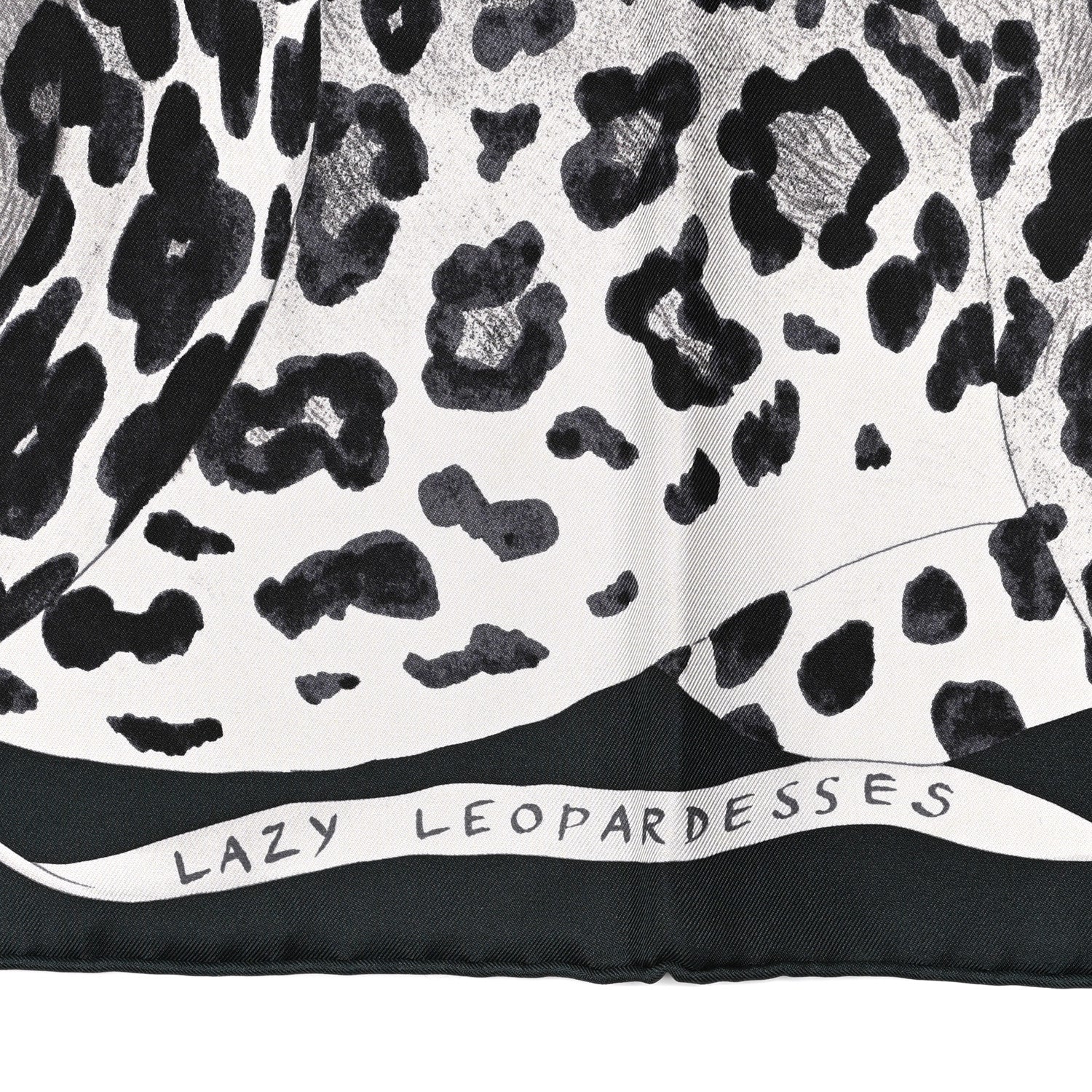 Hermes Silk Twill Lazy Leopardesses Scarf 90 Vert Black Gris 5 of 6