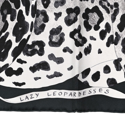 Hermes Silk Twill Lazy Leopardesses Scarf 90 Vert Black Gris 5 of 6