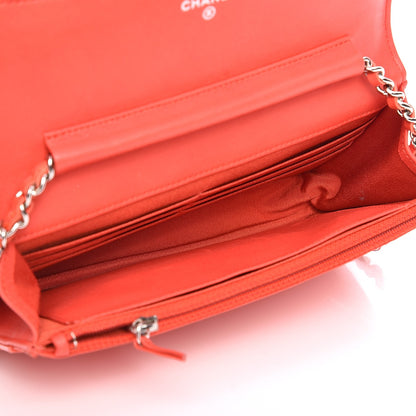 Chanel Patent Quilted Wallet On Chain WOC Red 5 of 10
