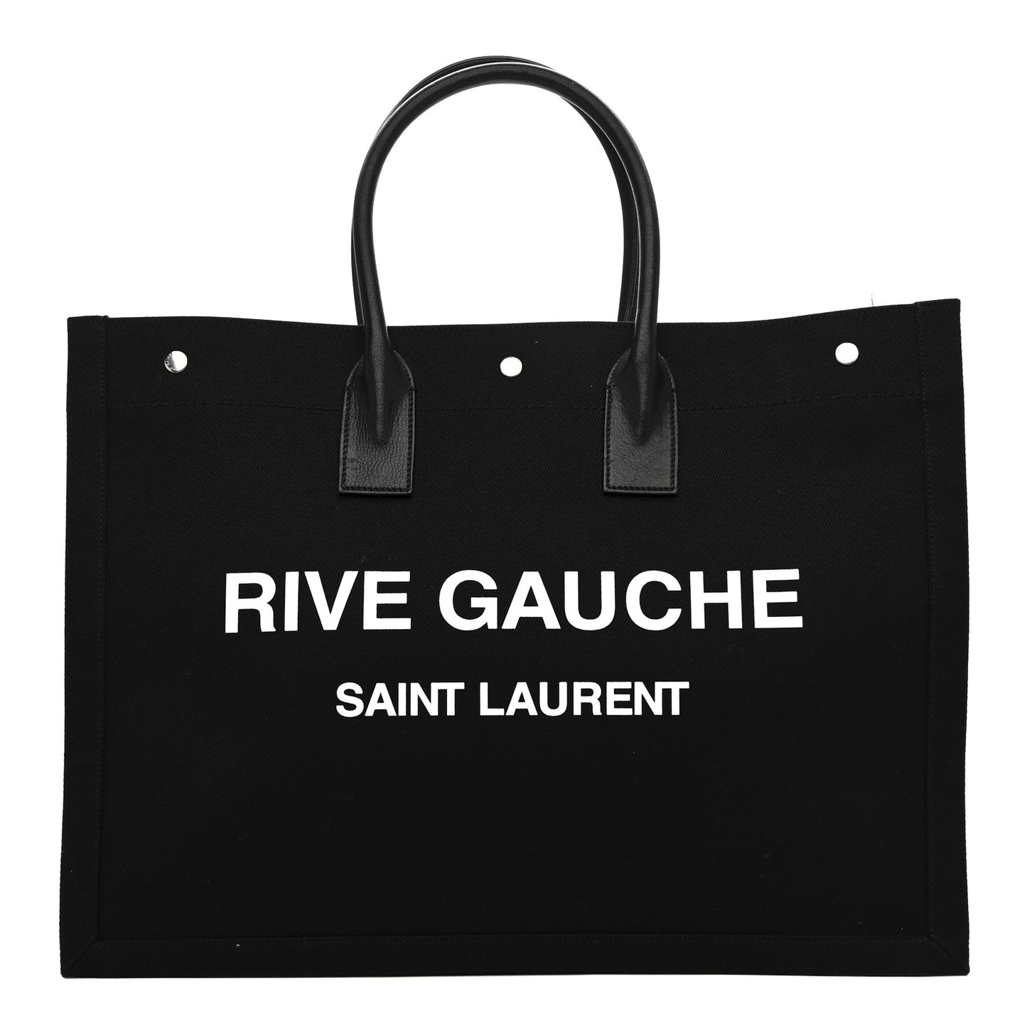Linen Calfskin Rive Gauche Tote Black