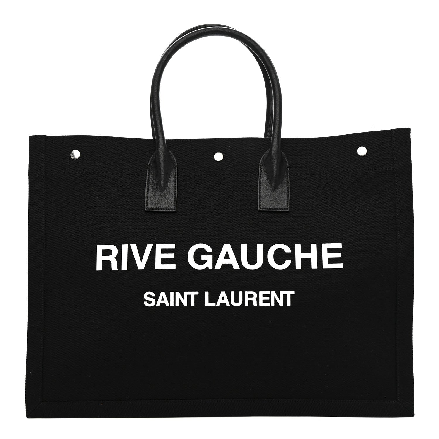 Saint Laurent Linen Calfskin Rive Gauche Tote Black 1 of 12