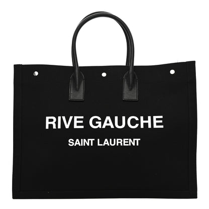 Saint Laurent Linen Calfskin Rive Gauche Tote Black 1 of 12
