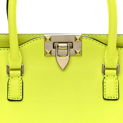 Valentino Garavani Vitello Small Rockstud Double Handle Tote Yellow Fluo 7 of 9