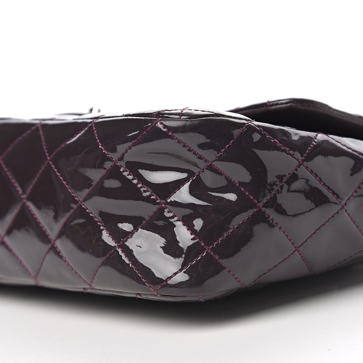 Patent Quilted Jumbo Single Flap Dark Purple