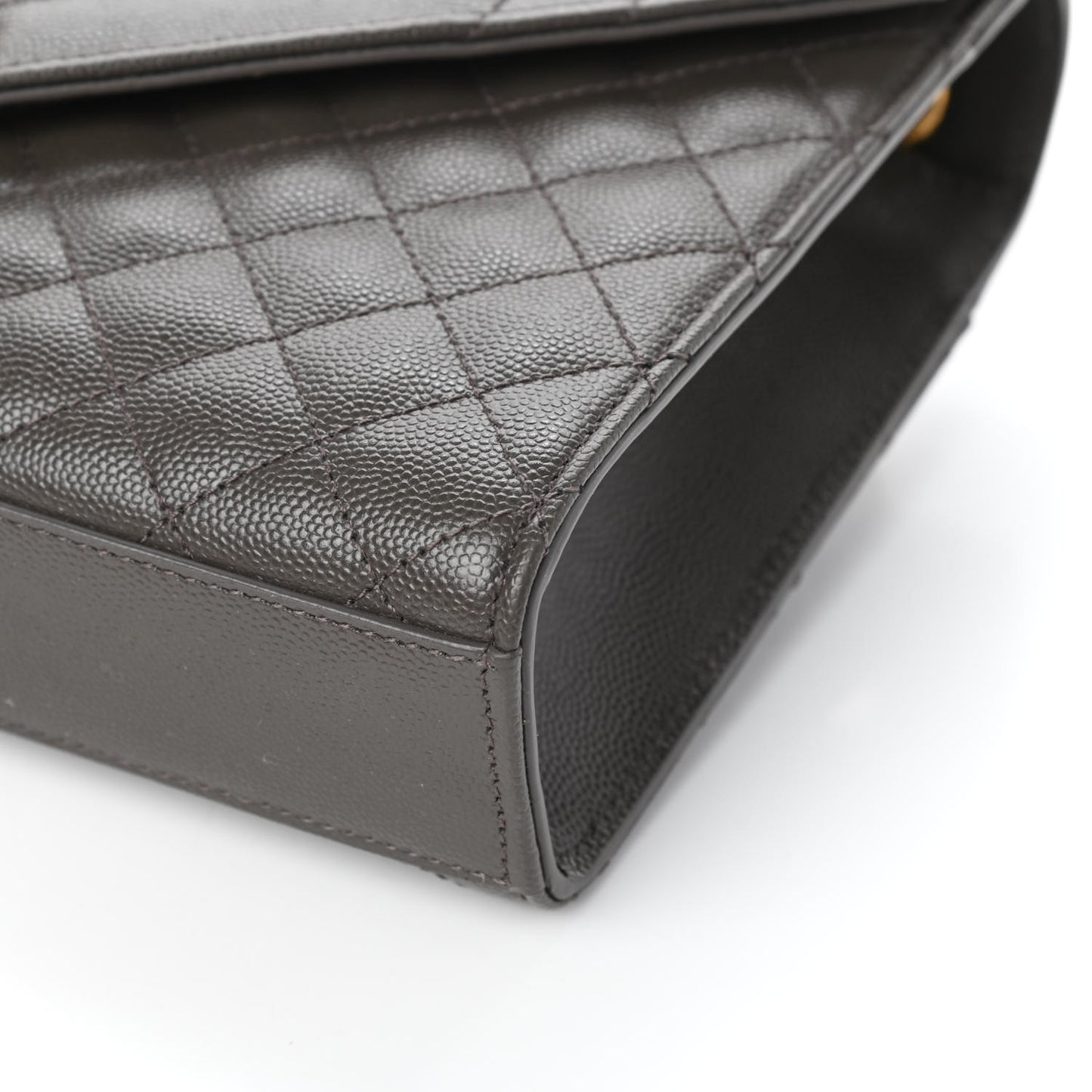 Grain De Poudre Textured Mixed Matelasse Medium Triquilt Monogram Satchel Earth