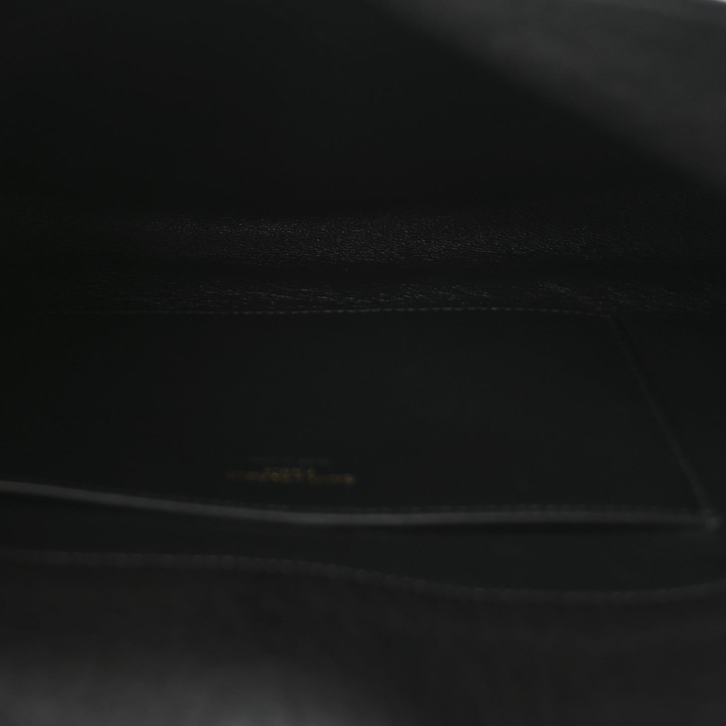 Grained Lambskin Large Cassandre Envelope Pouch Black