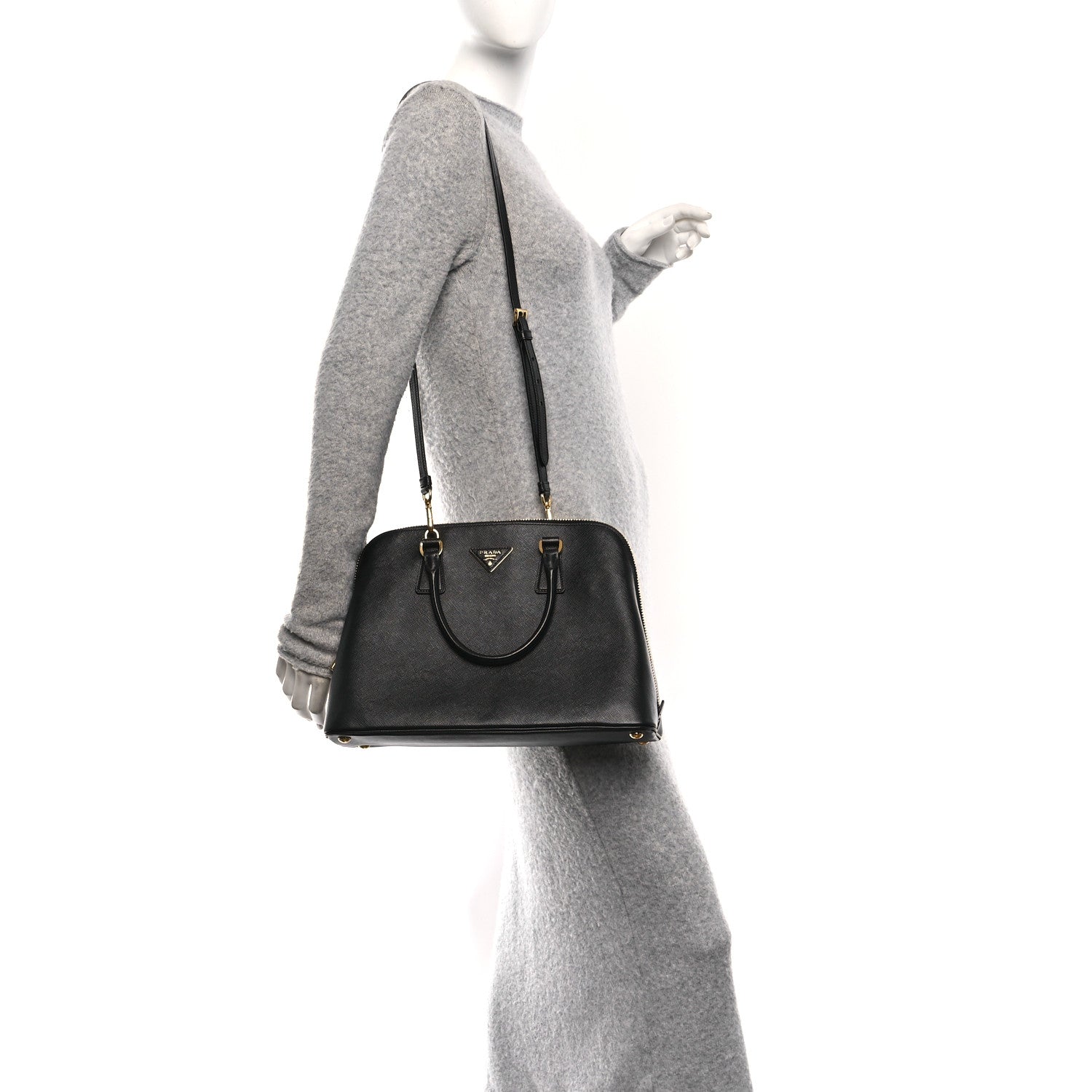 Prada Saffiano Lux Medium Promenade Tote Black 2 of 9