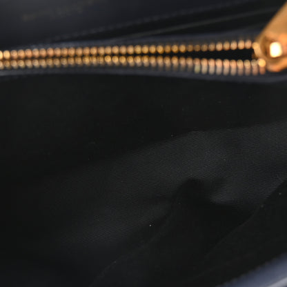 Saint Laurent Suede Calfskin Y Quilted Monogram Small Loulou Chain Satchel Deep Marine 5 of 9