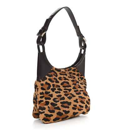 Prada Calf Hair Leopard Print Hobo Miele Moro 3 of 14