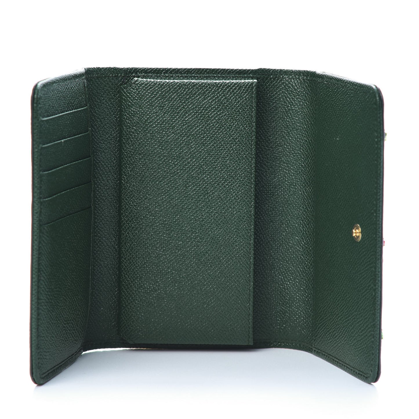 Lizard Calfskin Embossed Crystal Wallet On Chain Green