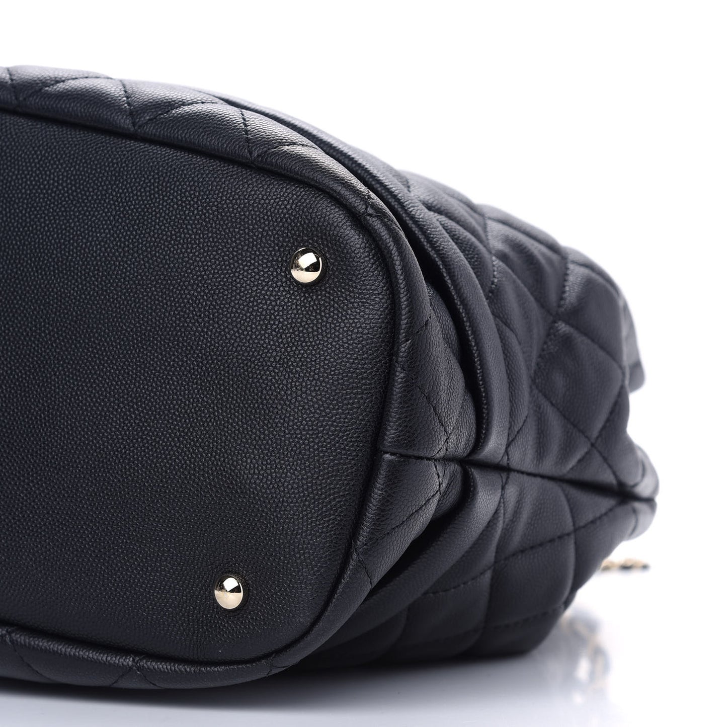 Caviar Quilted Large Rolled Up Bucket Drawstring Bag Black