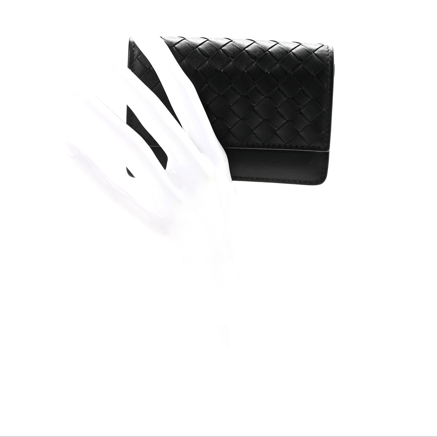 Bottega Veneta Calfskin Intrecciato Flap Card Case Black 2 of 7