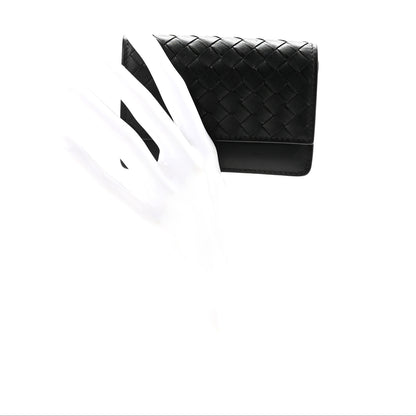 Bottega Veneta Calfskin Intrecciato Flap Card Case Black 2 of 7