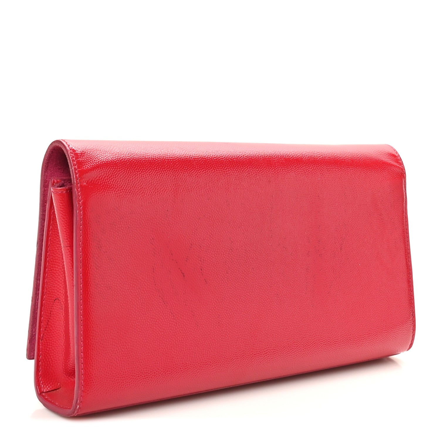 Saint Laurent Patent Grain De Poudre Classic Monogram Cassandre Clutch Fuchsia 4 of 11