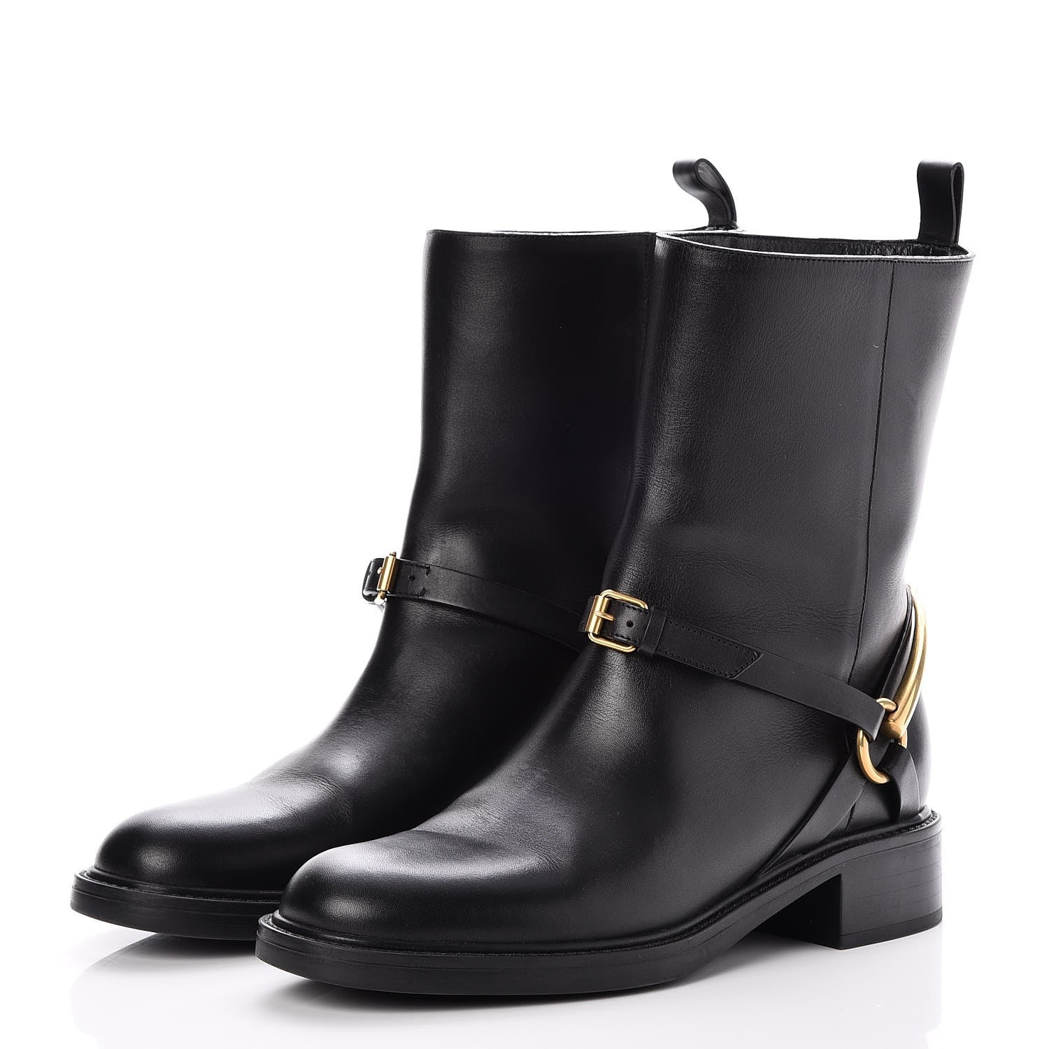 Gucci Calfskin Tess Horsebit Ankle Boots 37.5 Black 3 of 9