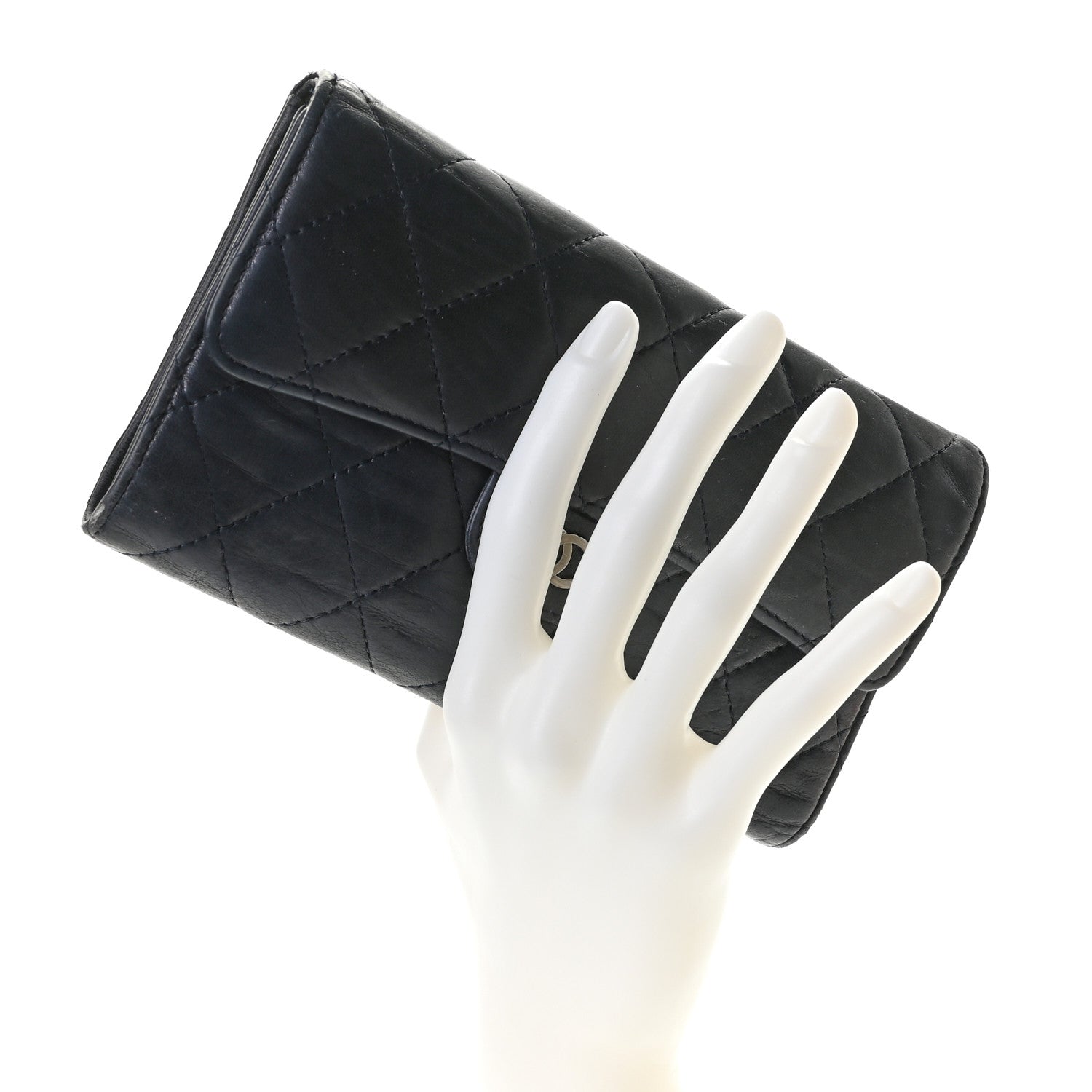 Chanel Lambskin Quilted Large Gusset Flap Wallet Navy 2 of 12