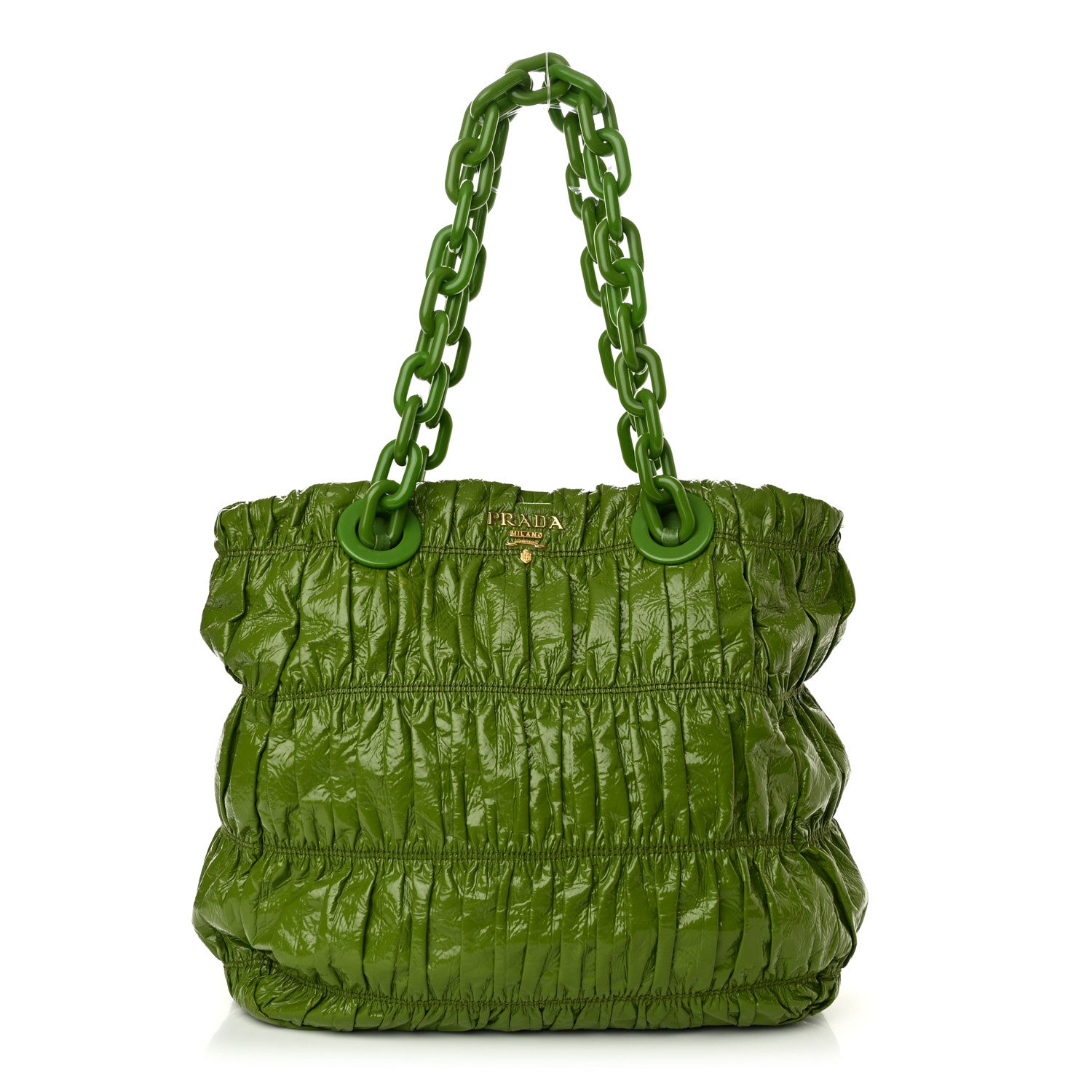 Prada Vernice Gaufre Tote Green 1 of 18
