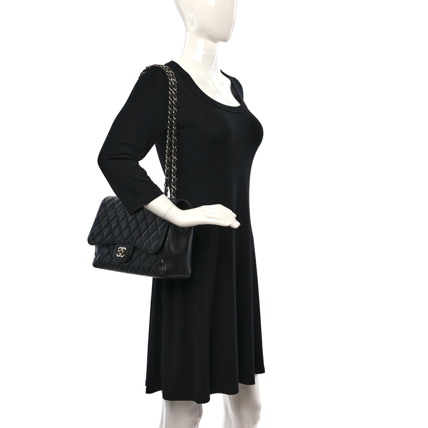 Caviar Quilted Jumbo Single Flap Black
