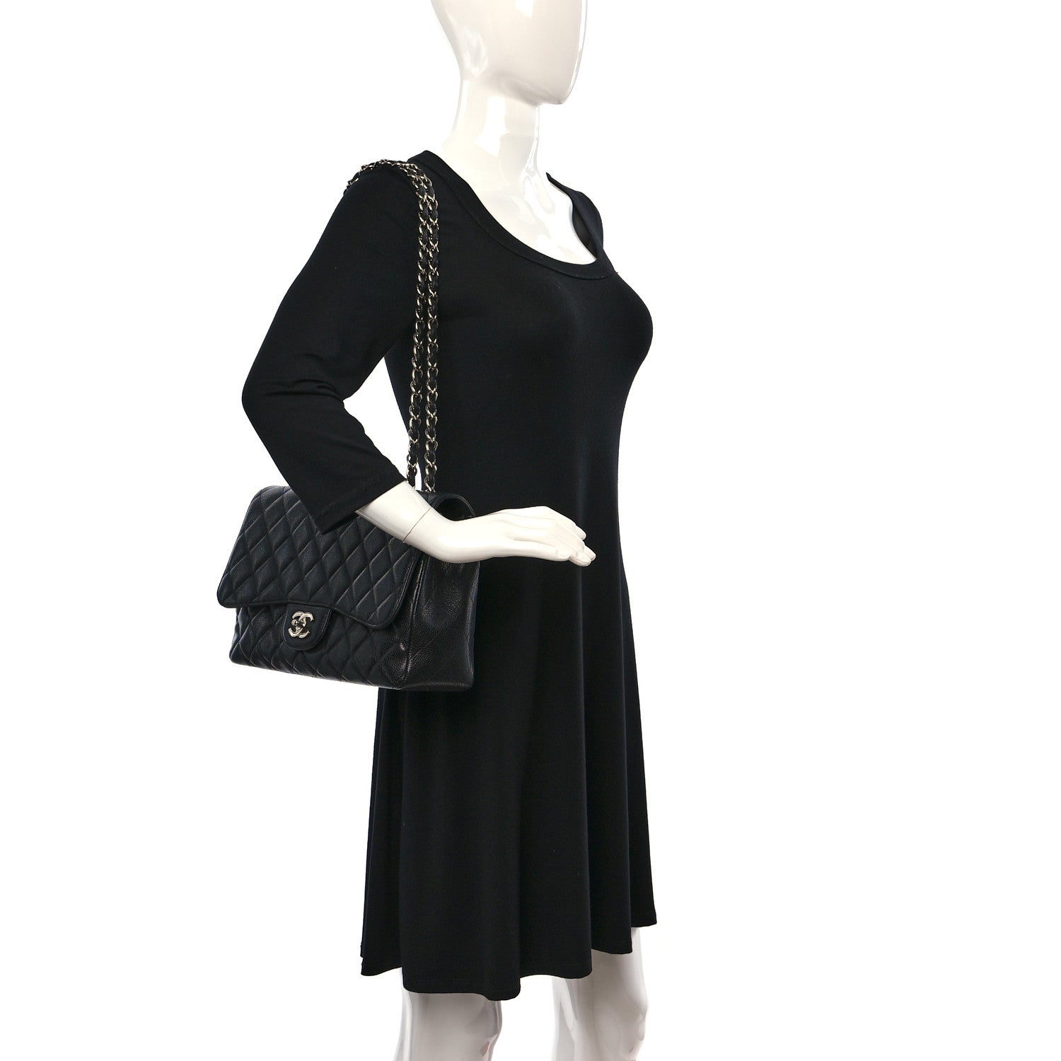 Chanel Caviar Quilted Jumbo Single Flap Black 2 of 10