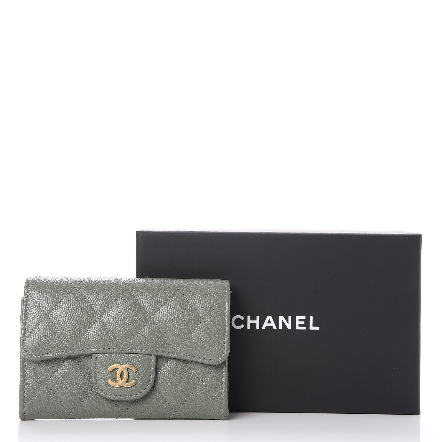 Chanel Iridescent Caviar Quilted Flap Card Holder Green 9 of 9