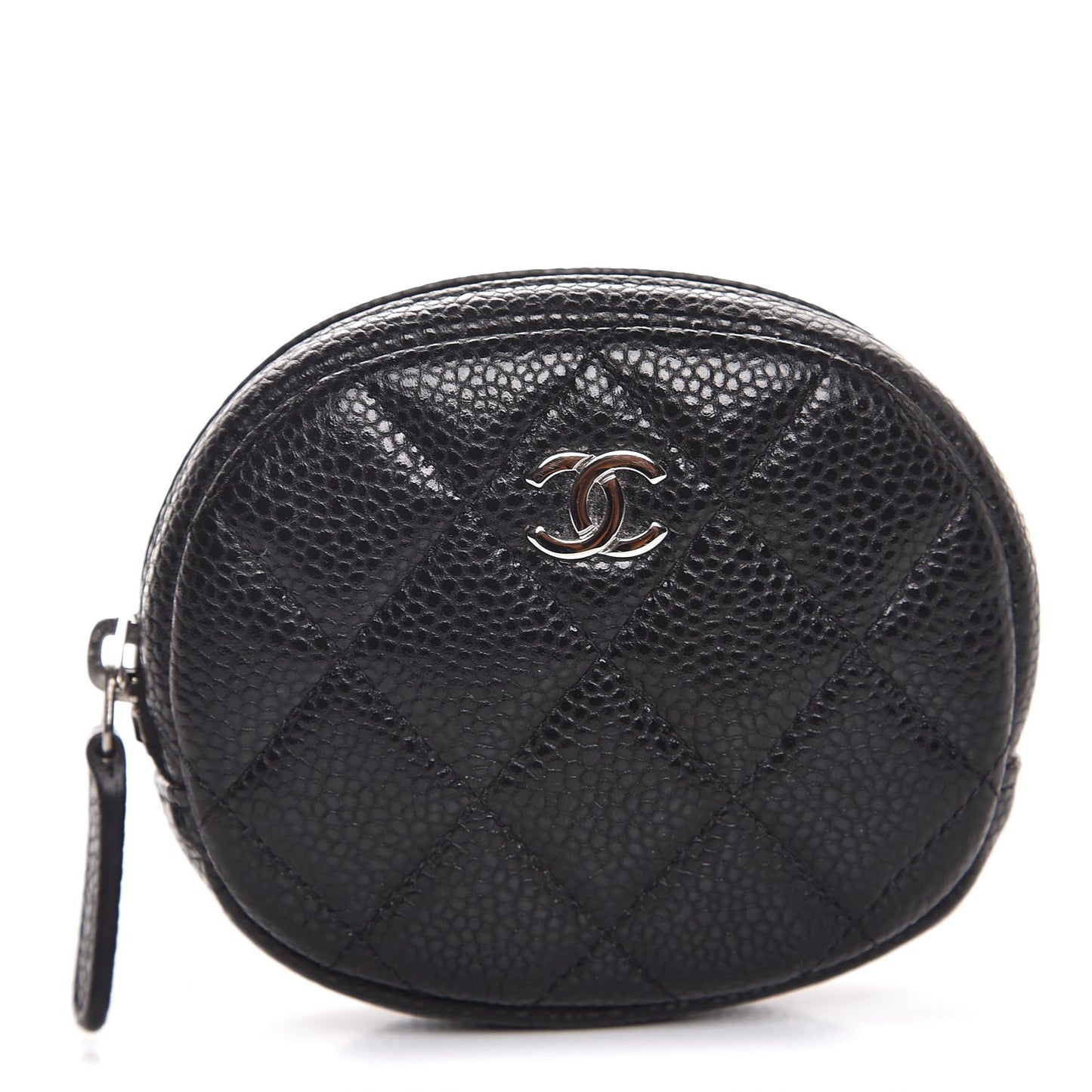 Caviar Quilted Zip Around Classic Coin Purse Black