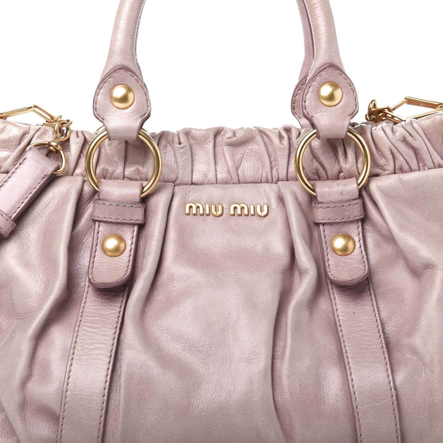 Miu Miu Vitello Lux Gathered Tote Mughetto 14 of 14