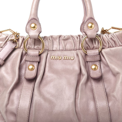 Miu Miu Vitello Lux Gathered Tote Mughetto 14 of 14